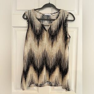 Notations Women's Beige and Black Sleeveless Top Large